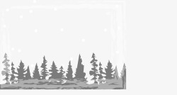 灰色雪地树林素材