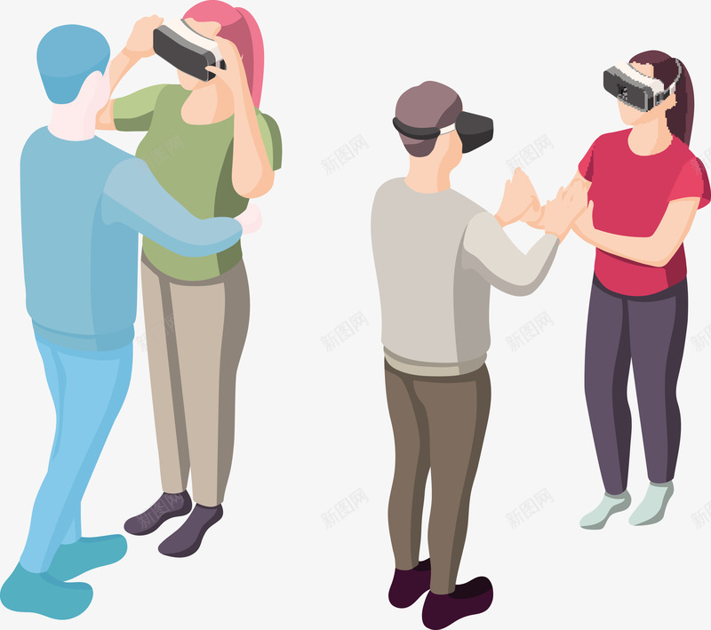 带vr眼镜的人矢量图eps免抠素材_88icon https://88icon.com VR世界 VR眼镜 四个人 四个人png 四个人矢量图 眼镜 矢量图