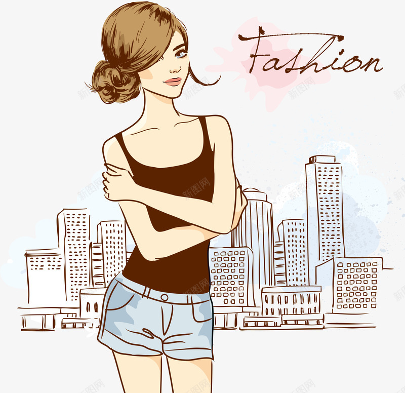 手绘线描线条时尚服饰走png免抠素材_88icon https://88icon.com 人物插画 帅气男孩 时尚走秀 美丽女孩