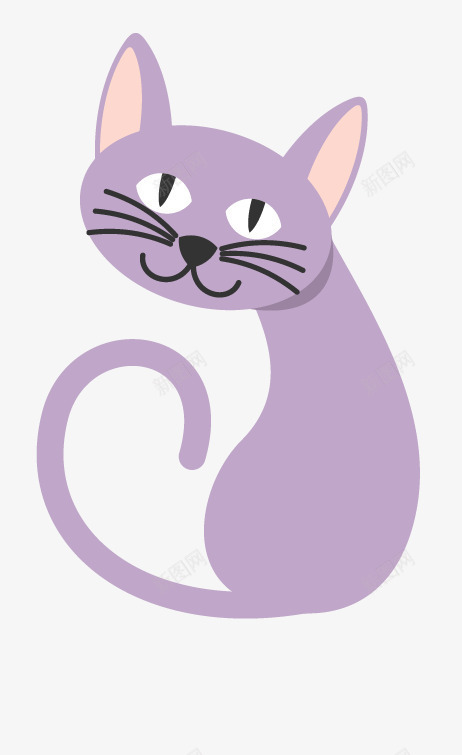 坐着的猫咪png免抠素材_88icon https://88icon.com 一只 可爱 尾巴 手绘 猫咪 简图 紫色 胡须