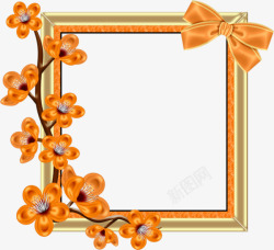 橘色相框手绘边框高清图片