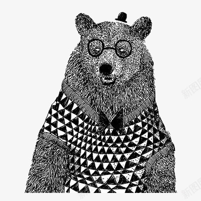 手绘熊png免抠素材_88icon https://88icon.com 动物 北极熊 戴眼镜的熊 手绘大熊