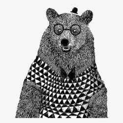 戴眼镜的熊手绘熊高清图片