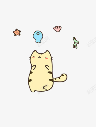 彩色的卡通猫咪装饰物png免抠素材_88icon https://88icon.com 猫咪 素材 肥胖 装饰物