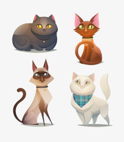 4款卡通猫咪素材