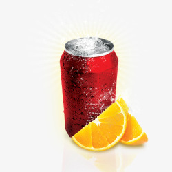 汽水罐红色汽水罐和橘子高清图片