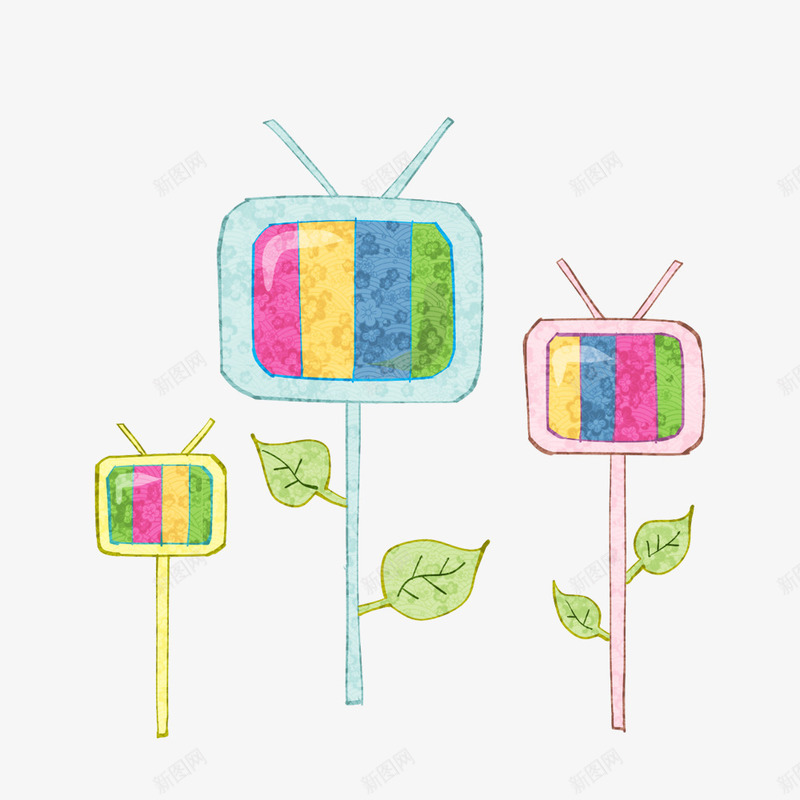 卡通电视机psd免抠素材_88icon https://88icon.com 创意电视机 卡通 彩色电视剧 电视机