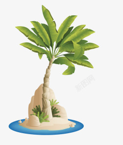 手绘热带椰子树素材