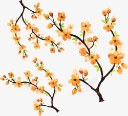 橘色水彩夏日花朵矢量图素材