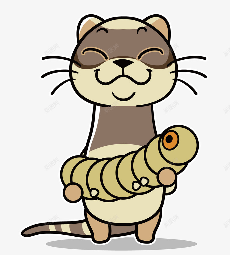 抱着虫子的猫咪png免抠素材_88icon https://88icon.com 卡通 卡通形象 微笑 棕色 猫咪 黄色的大虫子