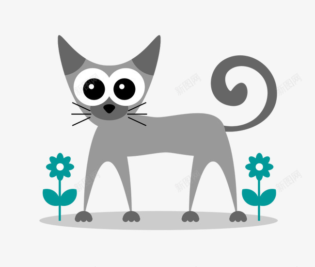 猫咪灰色png免抠素材_88icon https://88icon.com 漂浮素材 猫咪