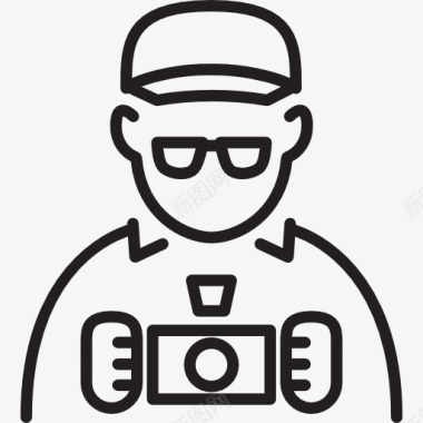 珍珠摄影摄影师Cap和眼镜图标图标