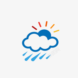 卡通阵雨天气气象符号素材