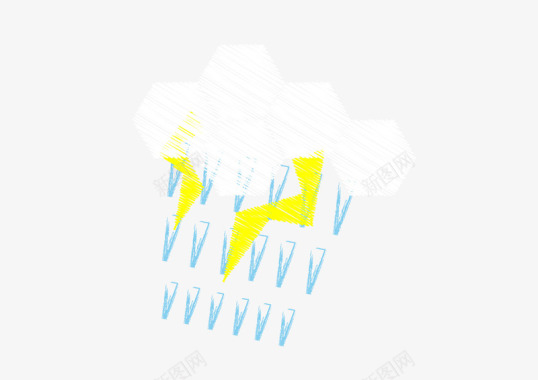 雨雷阵雨粉笔天气图标图标