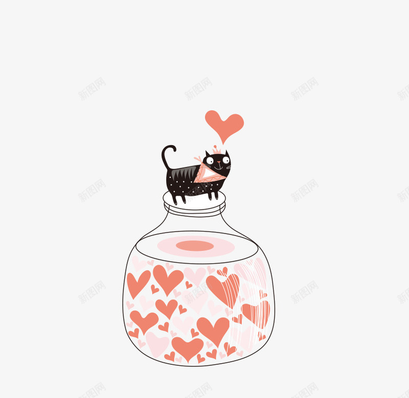 猫吃鱼png免抠素材_88icon https://88icon.com 可爱 爱心 猫咪