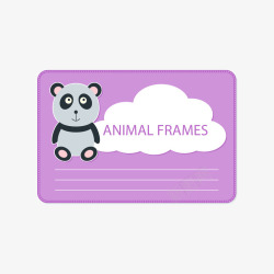 紫色熊猫相片文本框矢量图素材
