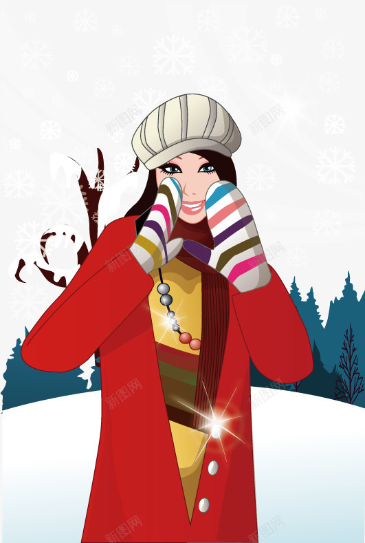 冰天雪地的女孩png免抠素材_88icon https://88icon.com 免费 免费素材 冰山雪地 女孩 帽子 手套 模型 红色 雪地 雪山