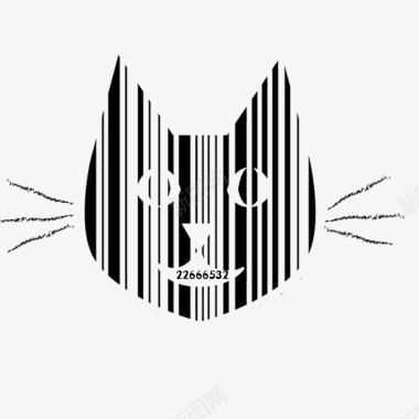 矢量源文件创意猫咪条形码图标图标