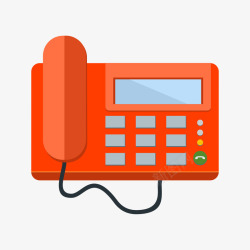 电话听筒橘红色台式电话机高清图片