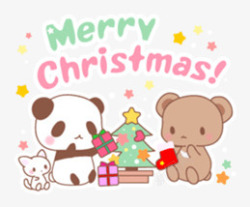 熊和猫和熊猫圣诞节活动图素材