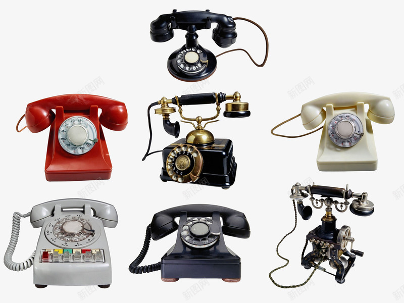七款老式电话机png免抠素材_88icon https://88icon.com 怀旧 电话机 白色 红色 老式 黑色