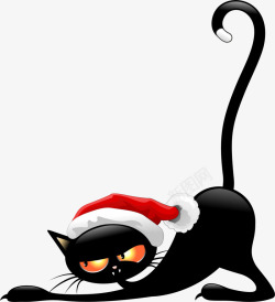 猫咪狗狗圣诞帽圣诞节可爱黑色猫咪高清图片