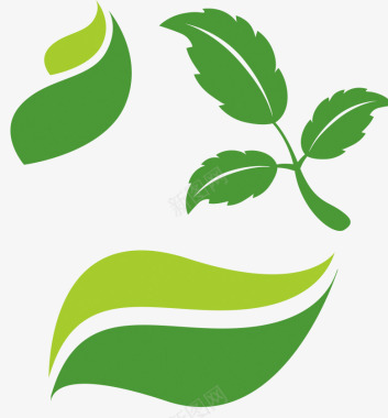 绿色PNG卡通树叶图标图标