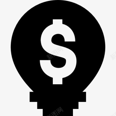 货币灯泡与美元符号图标图标