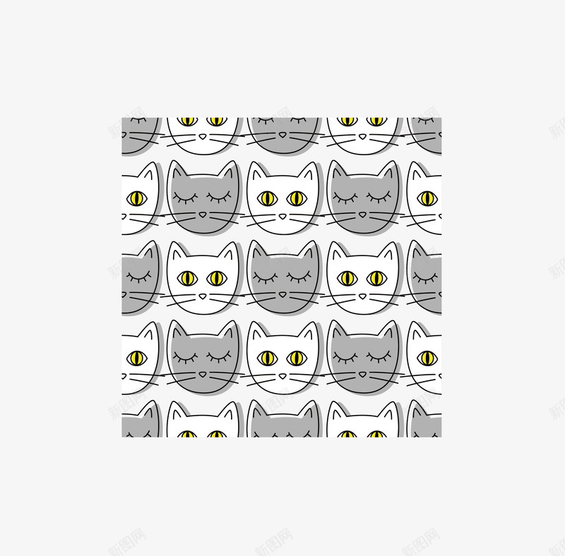 猫咪壁纸png免抠素材_88icon https://88icon.com 动物头像 可爱 手绘 排列 灰白色 猫咪 胡须