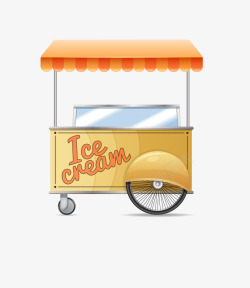 橘色车轮冰激淋车高清图片