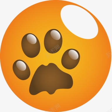 卡通橙色的猫爪印图标图标