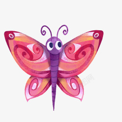 粉紫色卡通昆虫蝴蝶矢量图素材