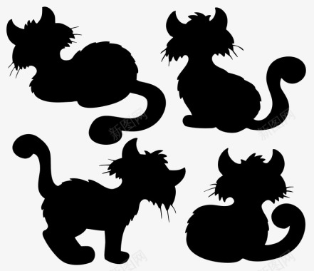 平面设计黑色猫咪剪影图标图标