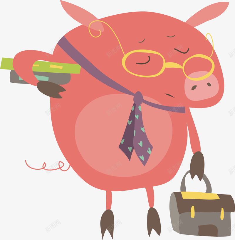 手拿公文包的小猪矢量图ai免抠素材_88icon https://88icon.com 公文包 创意 动物 卡通手绘 小猪 水彩 粉色 矢量图