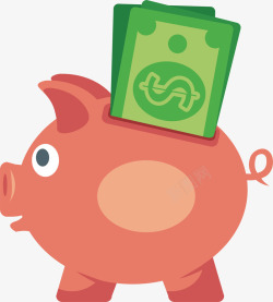攒钱计划粉红色小猪存钱罐矢量图高清图片