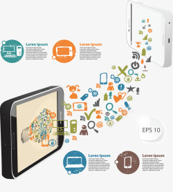 水彩商务手机矢量图素材