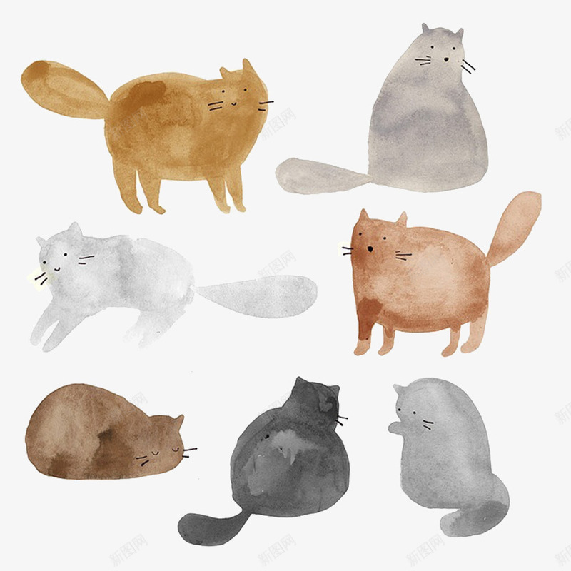 猫咪动物装饰画psd免抠素材_88icon https://88icon.com 动物 粉色 线描装饰画 绘画