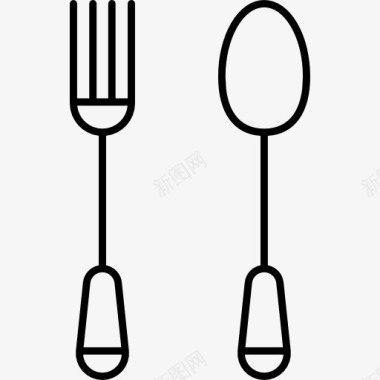 餐具瘦叉和ThinSpoon图标图标