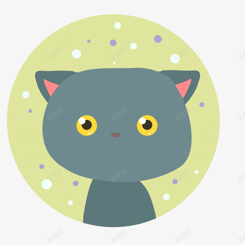 卡通灰色猫咪的标签矢量图ai免抠素材_88icon https://88icon.com 动物 卡通 手绘 标签设计 灰色猫咪 贴纸设计 矢量图