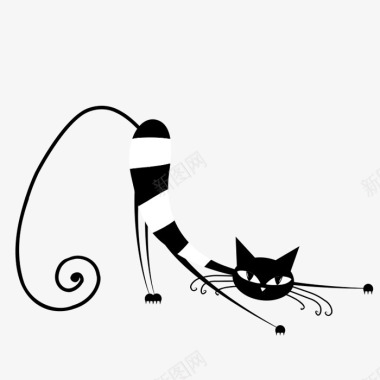 黑色手绘猫咪图标图标