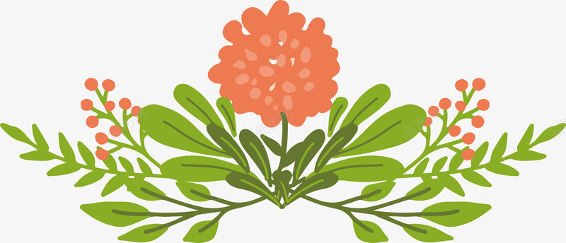 一枝橘色的花朵png免抠素材_88icon https://88icon.com 一枝花 七叶 小野花 手绘花朵 橘色花朵 矢量png 野花装饰框