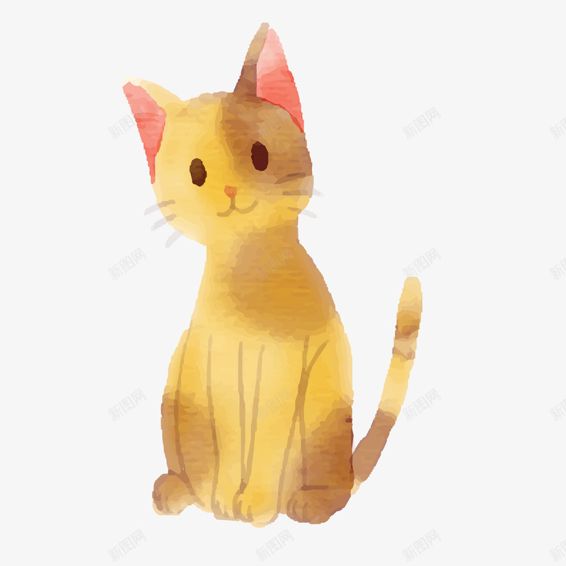 水彩手绘黄色的猫咪矢量图ai免抠素材_88icon https://88icon.com 动物设计 卡通 手绘 水彩 猫咪设计 黄色 矢量图