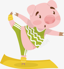 一只练瑜伽的小猪矢量图素材