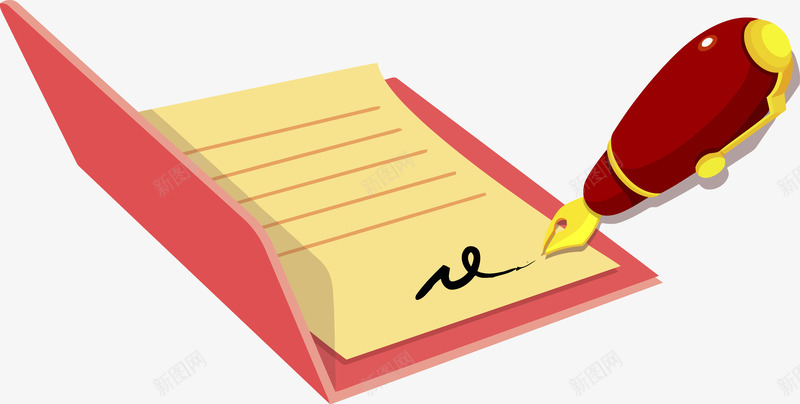 卡通办公用品图png免抠素材_88icon https://88icon.com 办公用品 合同 矢量办公用品 签字 记录 钢笔