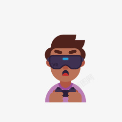 手绘戴VR眼镜小男生素材