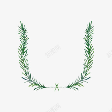 绿叶U型装饰边框图标图标
