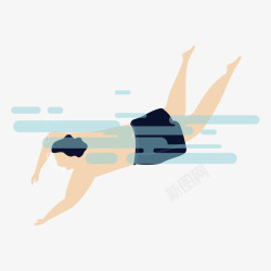 夏季游泳卡通矢量图素材