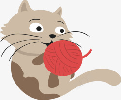 玩毛线球的猫玩毛线球的可爱猫咪矢量图高清图片