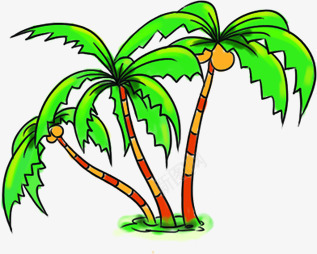 卡通手绘椰树造型png免抠素材_88icon https://88icon.com 卡通 椰树 造型