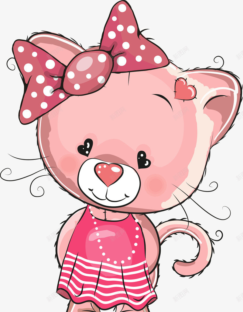 粉色卡通猫咪png免抠素材_88icon https://88icon.com 卡通 妈咪 爱心 粉色 蝴蝶结 装饰图案